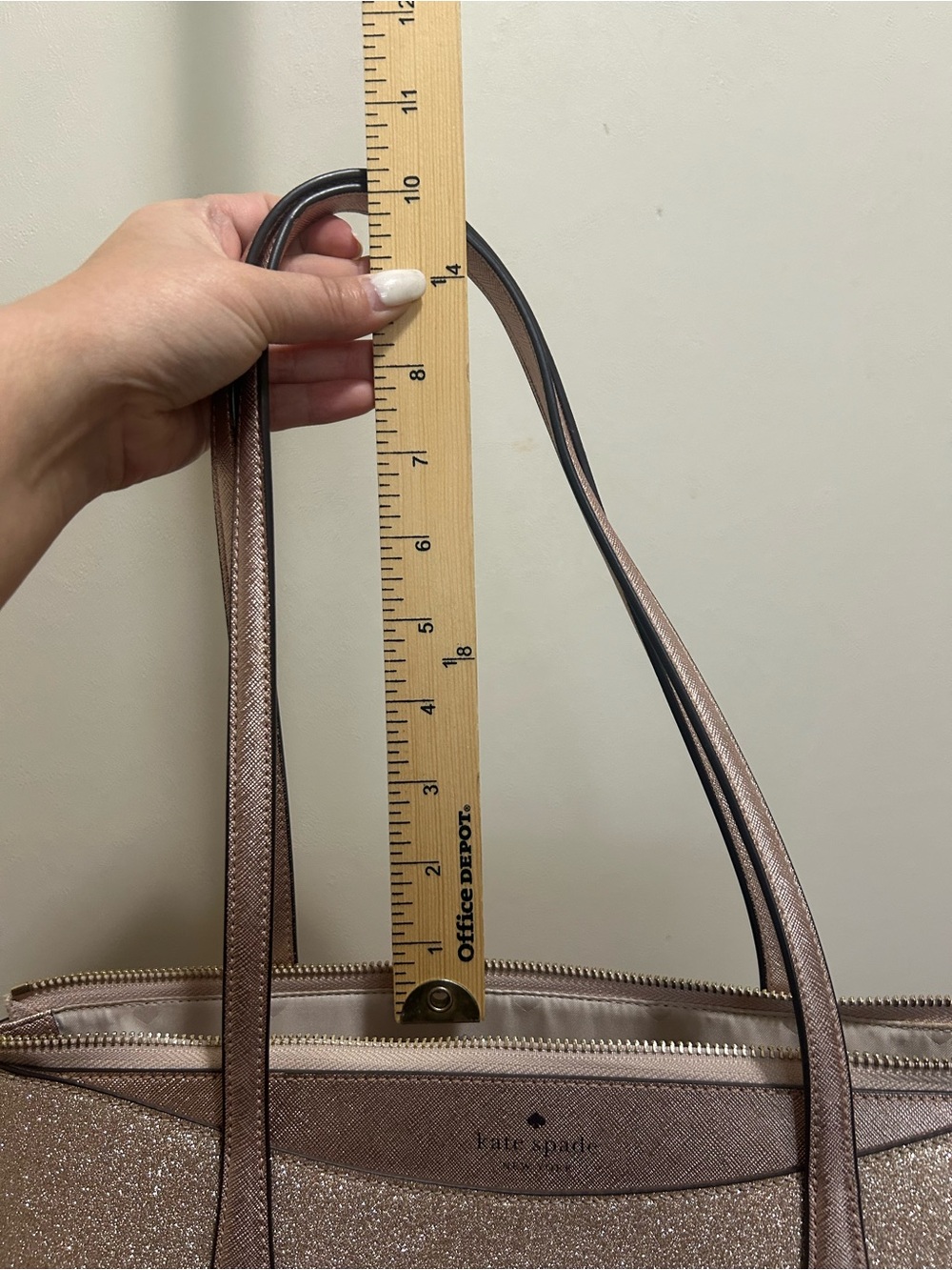 kate spade Rose Gold Glitter Tote with Double Shoulder Straps - Picture 10 of 10